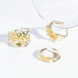 SALTY Set Of 3 Women & Girls Elegance Gold Chunky Design Adjustable Finger Rings-76