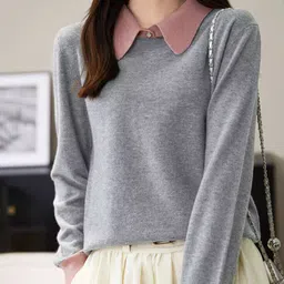 StyleCast Women Shirt Collar Cashmere Pullover Sweater-picture-27