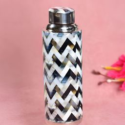 THE HOME CO. White & Brown Single Stainless Steel Printed Water Bottle-83