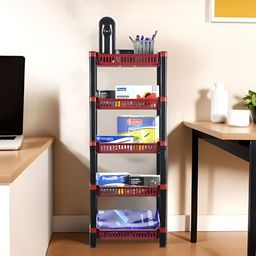 RUBOXA Maroon & Black 5-Tier Wardrobe Multi-Utility Organiser-picture-5
