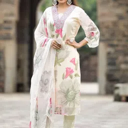 KALINI Women Embroidered Straight Kurta Set-29