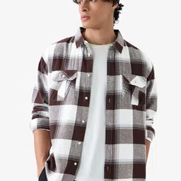 The Souled Store Plaid Shirt Men Rust Men Utility Shirts-picture-58