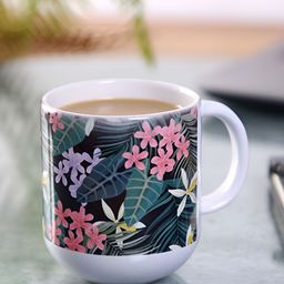 PENTADECO White & Black Floral Printed Ceramic Glossy Mugs Set of Cups and Mugs-13