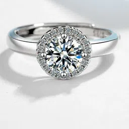 Bling Queen Silver-Plated Cubic Zirconia Studded Adjustable Ring-picture-39