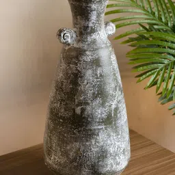 HABERE INDIA White & Brown Textured Ceramic Flower Vase-image-88