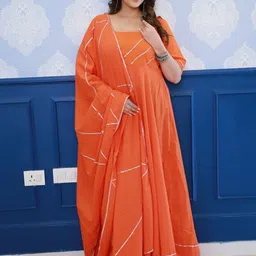 Swadeshi Shringaar Solid Anarkali Ethnic Maxi Dress with Dupatta-picture-27