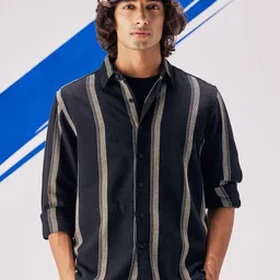 UNSTD Men Textured Stripe Casual Shirt-image-46