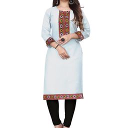 HF HOLYDAY FASHION Ethnic Motifs Embroidered Round Neck Straight Kurta-image-23