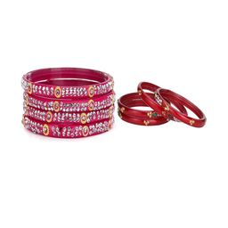 SOMIL Set of 8 Pink Alloy Bangles-image-106