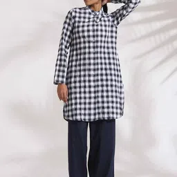 trueBrowns Checked Pure Cotton Tunic & Palazzo Co-ords-image-56