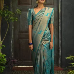AMRUTKALA SAREES Woven Design Zari Saree With Unstitched Blouse Piece-image-13