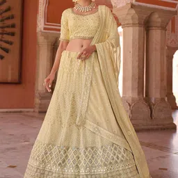 ODETTE Embroidered Sequinned Georgette Semi-Stitched Lehenga & Blouse With Dupatta-picture-24