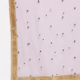Clora Creation Burgundy & Gold-Toned Embroidered Dupatta with Sequinned image 2