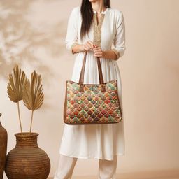 Globus Ethnic Motifs Printed Oversized Shopper Tote Bag-18