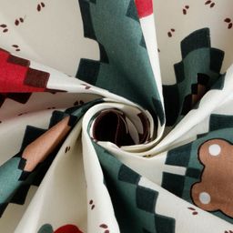 Arrabi Cream-Coloured & Red Printed 8-Seater Table Cover image 3