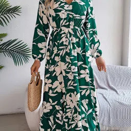 StyleCast x Revolte Women Floral Printed V-Neck Fit & Flare Midi Dress-picture-55
