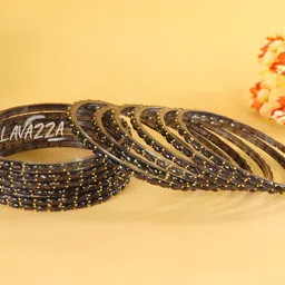 LAVAZZA Set Of 12 Raindrop Glass Crystals & Zircon Diamond Antique Bangles-8
