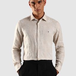 Tommy Hilfiger Regular Fit Floral Embroidered Linen Formal Shirt-picture-30