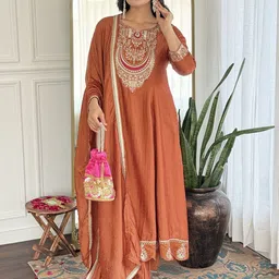 KALINI Women Floral Embroidered Kurta with Trouser & Dupatta-picture-29