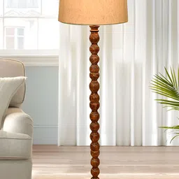 Homesake Beige & Brown Textured Wood FloorLamp-52
