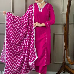 CANBIA Women Ethnic Motifs Embroidered Regular Thread Work Kurta with Trousers & Dupatta-48