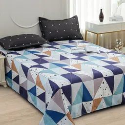 Story@home White Geometric Printed 240 TC Microfiber Queen Bedsheet with 2 Pillow Covers-image-31