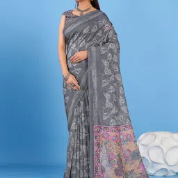 Mitera Floral Linen Blend Bagh Saree-42