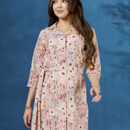 Anouk Women Floral Printed Self Design Casual Shirt Dress-32