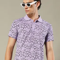 STELVIN Men Abstract Printed Polo Collar Cotton T-shirt-picture-13