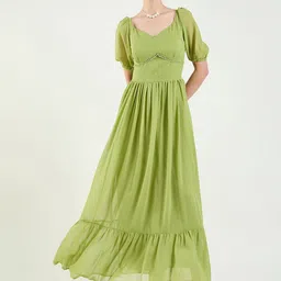aayu Georgette Puff Sleeve Sweetheart Neck Empire Maxi Dress-image-20