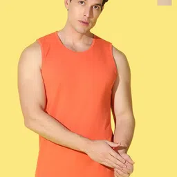 WOOSTRO Pack Of 2 Printed Super Combed Cotton Gym Vests VWS26(ENJOY RUST)(PLAIN ORANGE)-image-82