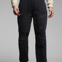 Jack & Jones Men Wide Leg High-Rise Highly Distressed Light Fade Stretchable Jeans-image-89