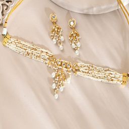 STYYO Gold-Plated Kundan Studded And Pearls Beaded Jewellery Set-41