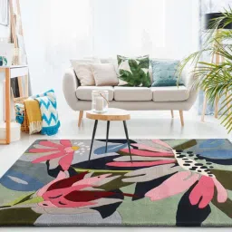 joyrugs by littlelooms Buy Multicolor Wool Floral 4 ft x 6 ft Hand Tufted Carpet Carpet-picture-5