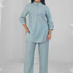 ROOHANIYAT Color Neck Shirt With Trousers Co-Ords-picture-32