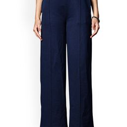 One Sky Women Pure Cotton Mid-Rise Pleated Trousers-image-34