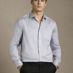 Louis Philippe Men Micro Checked Spread Collar Pure Cotton Formal Shirt-picture-38