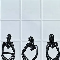 HINDCRAFT Black Set Of 3 Thinker Statues Figurine Showpieces-picture-33