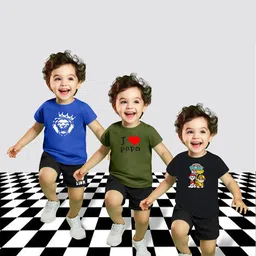 MRS NATURAL Kids Pack Of 3 Graphic Printed T-Shirts & Shorts-picture-49