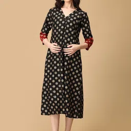 The Mom Store Women Printed Fit & Flared Maternity Dress-image-33