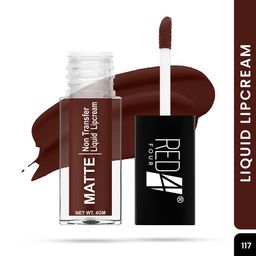 RED 4 Non Transfer Matte Liquid Lipstick - 4 g - Merlot - 117-14