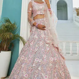 panchhi Embroidered Sequinned Semi-Stitched Lehenga & Unstitched Blouse With Dupatta-28
