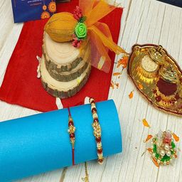 Craftlayout 5Pcs Moti Pair Bhaiya Bhabhi Rakhi Gift Set-image-70