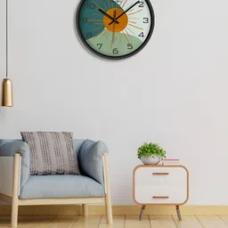 OLIVE TREE Black & Green Printed Contemporary Wall Clock-34