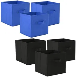 Kuber Industries Black & Blue 6 Pieces Drawer Organisers-25