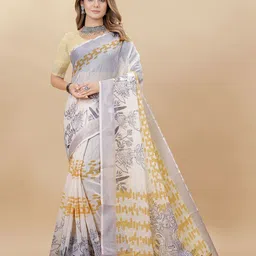 Anouk Floral Zari Linen Blend Saree-image-55