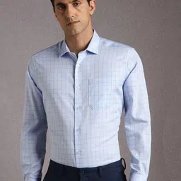 Louis Philippe Checked Long Sleeves Pure Cotton Formal Shirt-picture-7