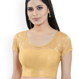 Mmore Round Neck Short Sleeves Stretchable Saree Blouse-image-57