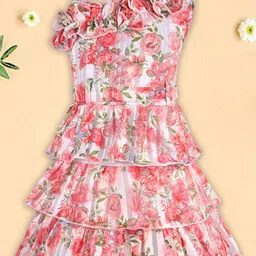 Girls Wish Karo Floral Print One Shoulder Cold-Shoulder Chiffon Fit & Flare Dress-picture-16