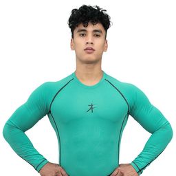 Athflex Men Striped Round Neck Compression T-shirt-image-80